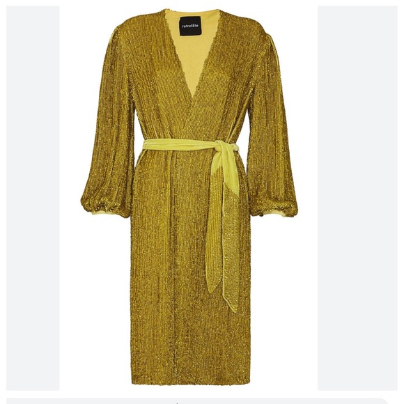 NWT RETROFETE Audrey Sequined Wrap Dress - Picture 6 of 13